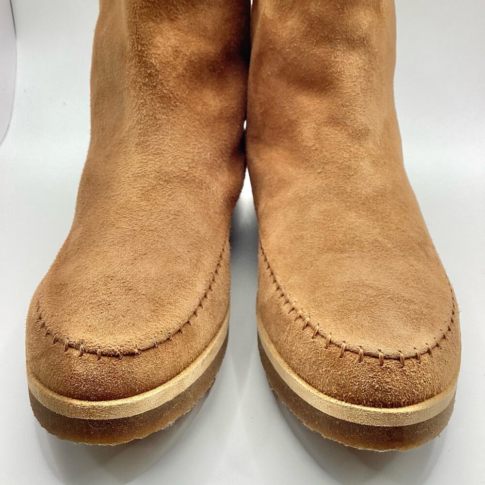 Jenni Kayne Saddle Brown Suede Ivory Shearling Moc Boot 39 9 NWOB - Picture 12 of 12